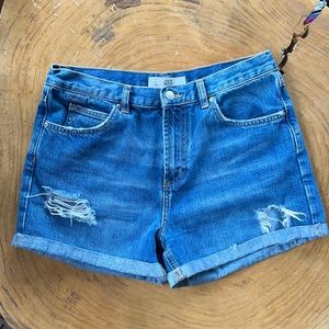 Topshop Moto Rosa Denim Shorts